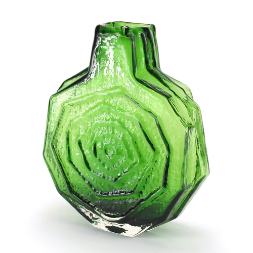 Whitefriars Meadow Green Banjo Vase Designed By Geoffrey Baxter