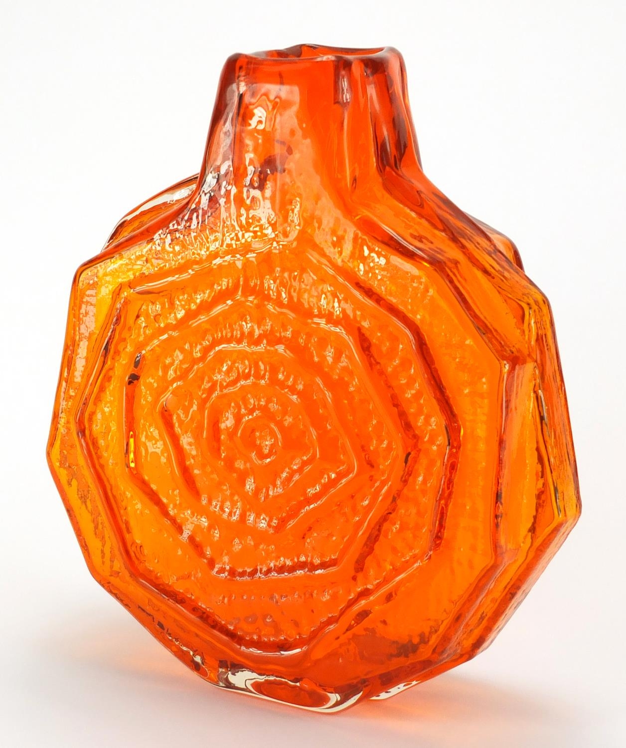 Whitefriars Tangerine Banjo Vase Designed By Geoffrey Baxter