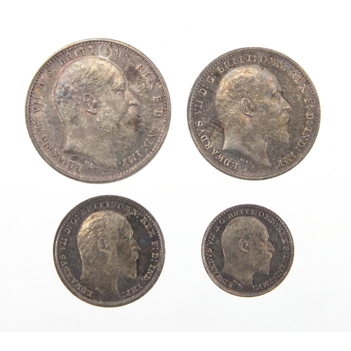 Edward VII 1908 Maundy money four coin - auctions & price archive