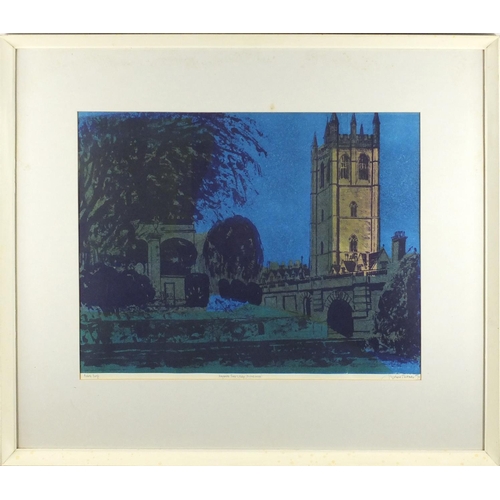1015 - Robert Tavener - Magdalen Tower and Bridge (Oxford Series), pencil signed artist proof print, mounte... 