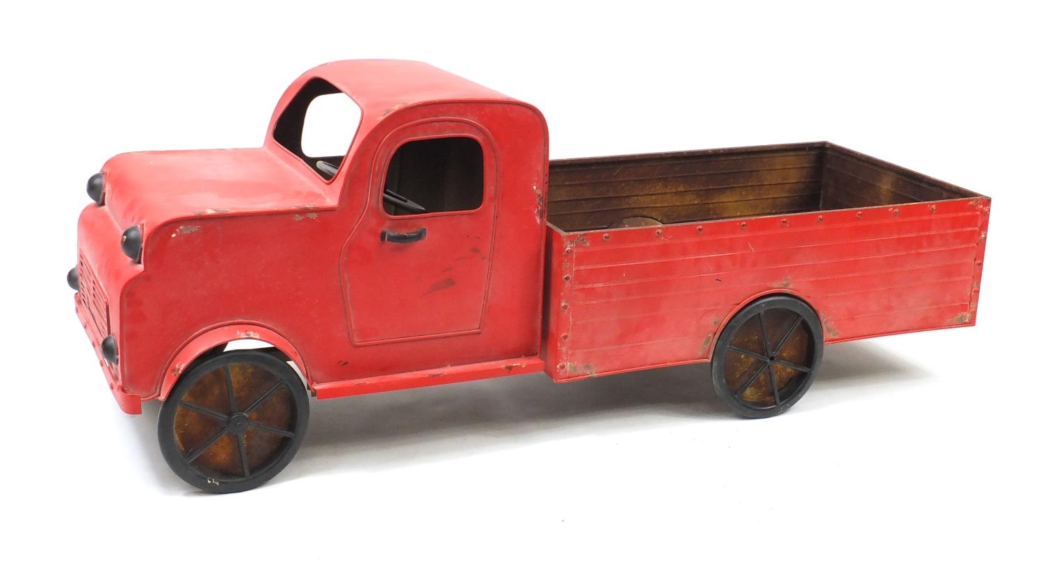 large red metal truck