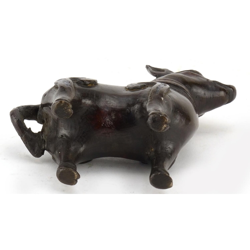 403 - Islamic enamelled patinated bronze mythical animal, 12cm high