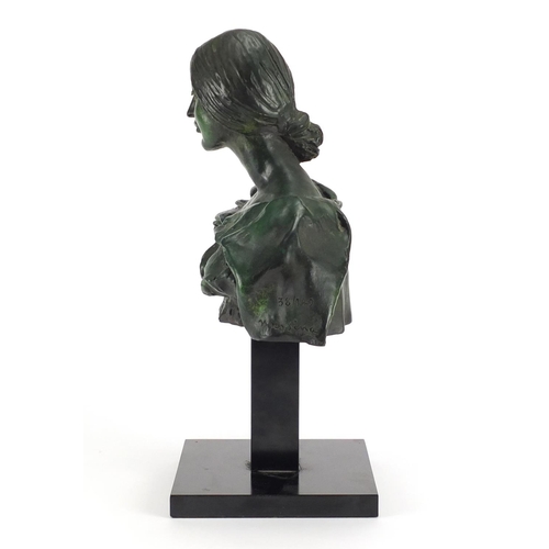 492 - Francesco Messina, Patinated bronze bust Laura, limited edition 38/149, with certificate of authenti... 