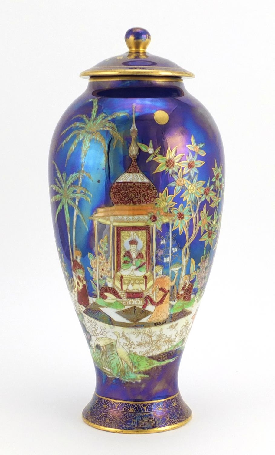 Carlton Ware Baluster Vase And Cover Hand Painted And Gilded In