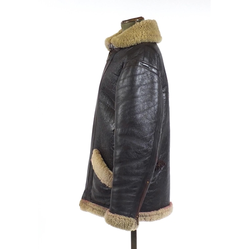 258 - Military interest Irvine type brown leather flying jacket