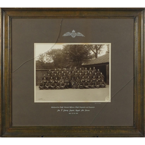 260 - World War I black and white photograph of the headquarters staff, warrant officers, flight sergeants... 