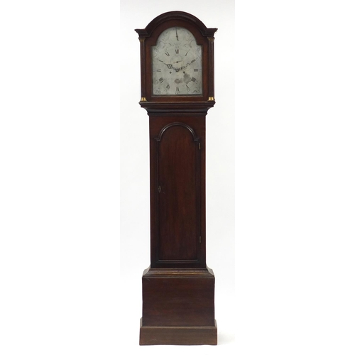 24 - 19th century oak longcase clock with eight day movement by William Reed of Chelmsford and silvered d... 