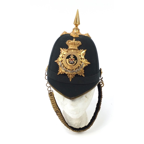 140 - Victorian Duke of Cornwall Light Infantry Regiment Home Service blue cloth helmet by Bartels & Co of... 