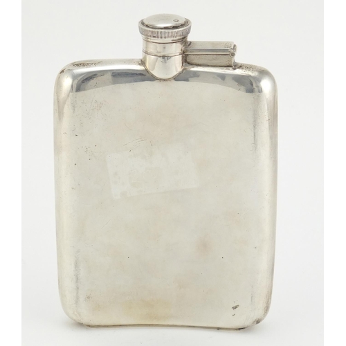 36 - Large silver hip flask by James Dixon & Sons Ltd, Sheffield 1943, 16cm high, 255.8g
