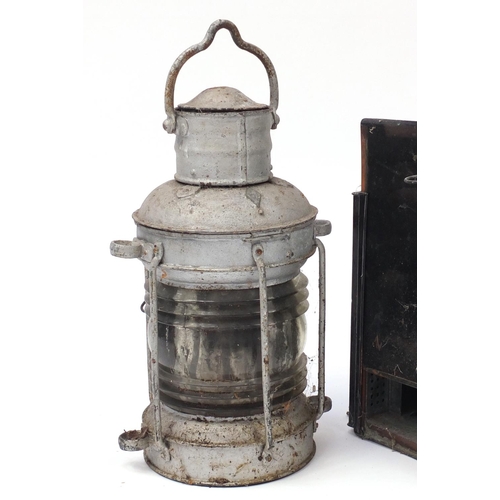 21 - Three ship's mast head lanterns including starboard and port, one with Birmingham Engineering compan... 