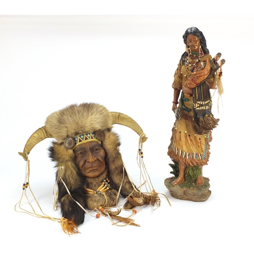 Red Indian chief wall mask and a Mother - auctions & price archive