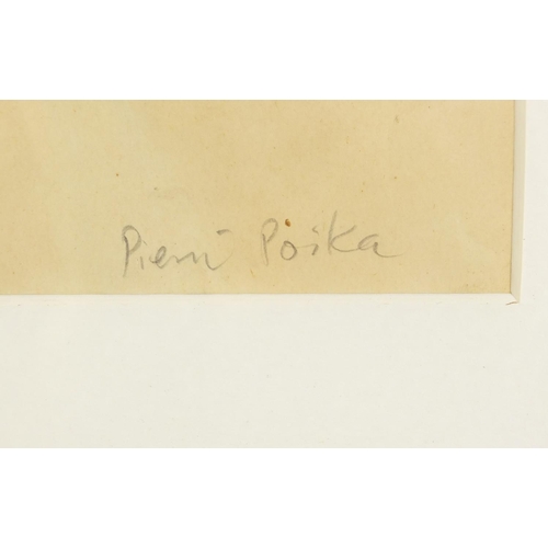 1174 - Pierre Poika - Young boy turned away, Finnish watercolour, signed and dated, mounted, framed and gla... 
