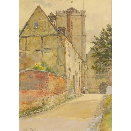 1176 - Innes Fripp - Dorchester on Thames village church, signed watercolour, mounted, framed and glazed, 3... 