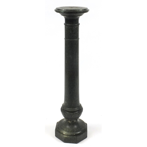 25 - Victorian green marble column pedestal, 110cm high