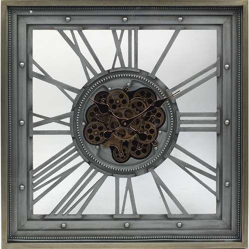 Large square skeleton wall clock, 80cm x 80cm Barnebys