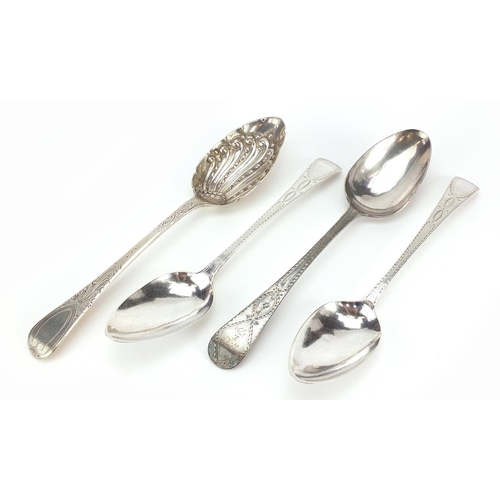 Three III and later silver tablespoons and a Victoria... Barnebys