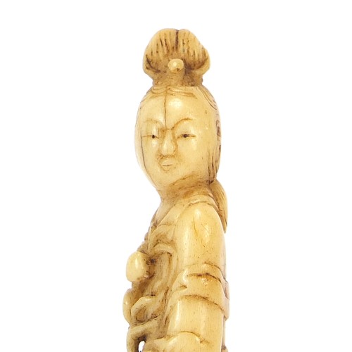 38 - Chinese ivory carving of a female holding a sprig, 7cm high