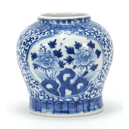 23 - Chinese blue and white porcelain vase hand painted with flowers, six figure character marks to the b... 
