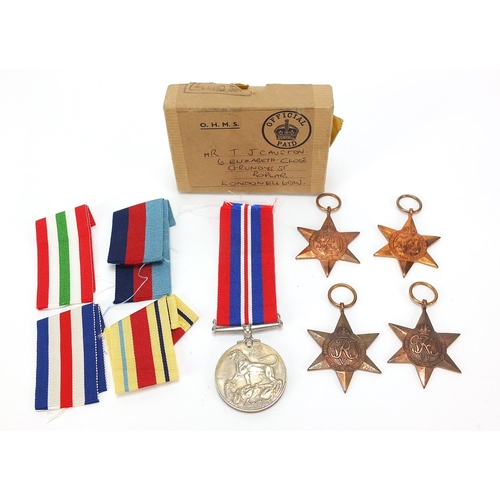 Four British military World War II medals with box of issue ... | Barnebys