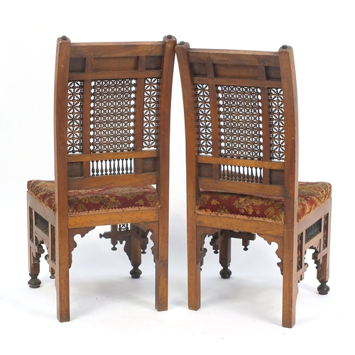 1456 - Pair of antique Syrian Moorish design chairs, 97cm high