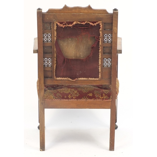 1455 - Antique Syrian Moorish design armchair, 97cm high