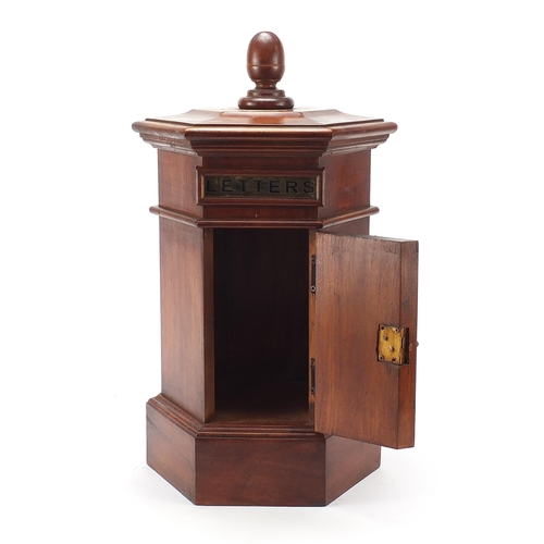 17 - Georgian design hardwood letterbox in the form of a post box, 46cm high