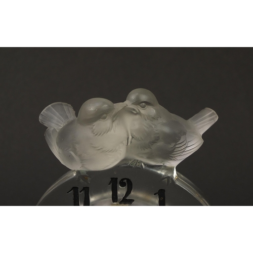 6 - Rene Lalique, French frosted glass Antoinette desk clock, model 767, retailed by Goldsmiths & Silver... 