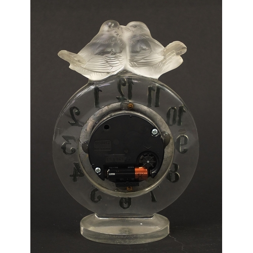 6 - Rene Lalique, French frosted glass Antoinette desk clock, model 767, retailed by Goldsmiths & Silver... 
