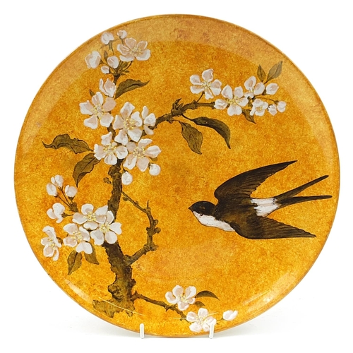 12 - Minton's, Aesthetic Art Pottery charger hand painted with a bird amongst flowers, Minton's Art Potte... 