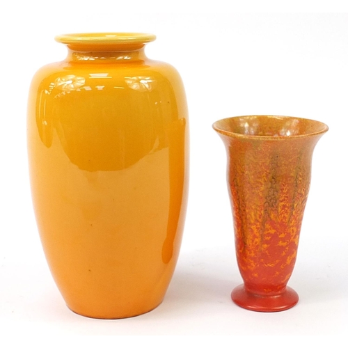 4 - Two Pilkington Royal Lancastrian orange glazed vases numbered 2671 and 2778, the largest 27cm high