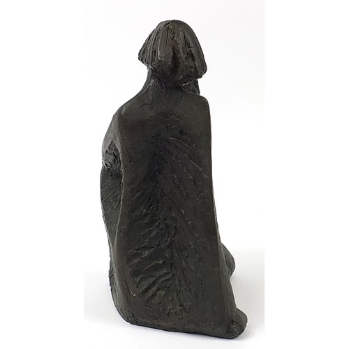53 - Chaim Stephenson, Modernist patinated bronze study of two figures, 42cm high