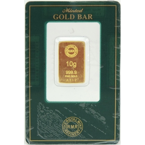 The Royal Mint 999.9 fine gold 10g gold bar - this lot is sold without ...