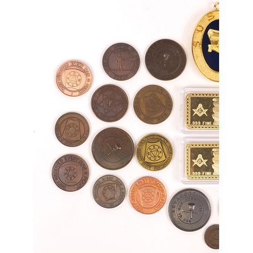 1572 - Collection of masonic interest coins, medallions and a Sussex jewel