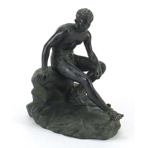 14 - Italian patinated bronze Mercury figure signed Fonderia Sommer Napoli , 20.5cm high