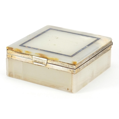 29 - Silver mounted onyx and lapis lazuli cigarette box, 4.5cm H x 9.5cm W x 10cm D