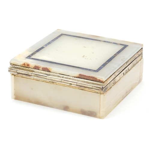 29 - Silver mounted onyx and lapis lazuli cigarette box, 4.5cm H x 9.5cm W x 10cm D