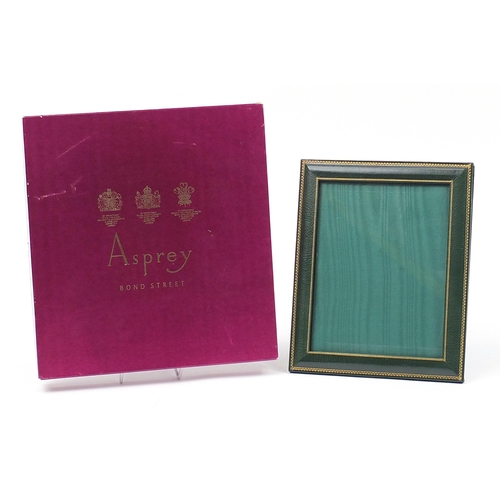 12 - Asprey tooled leather easel photo frame with box, 28.5cm x 23.5cm, aperture size 22.5cm x 17.5cm