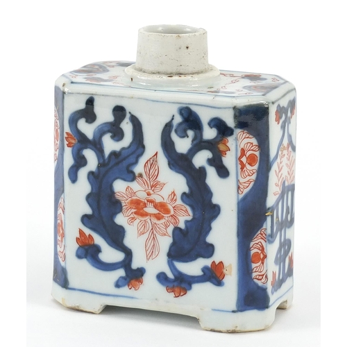 18 - Chinese porcelain tea caddy hand painted in the Imari palette with flowers, 11cm high