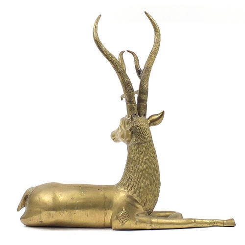 60 - Large brass stag, 85cm high x 85cm in length