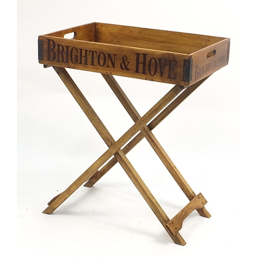 Brighton Pier design butler's tray on stand, 78.5cm H x 65cm W x 45cm D