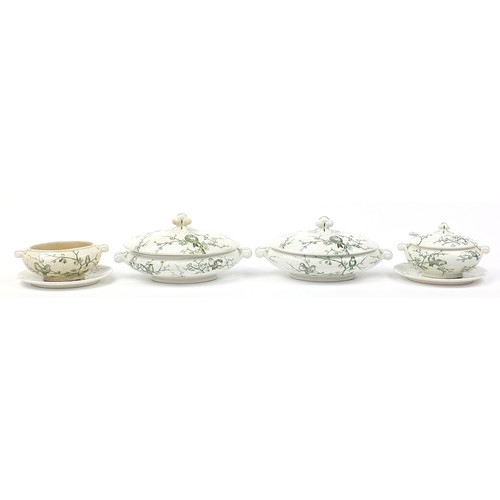 37 - George Jones, Victorian Aesthetic almonds dinnerware including two lidded tureens, the largest 32cm ... 