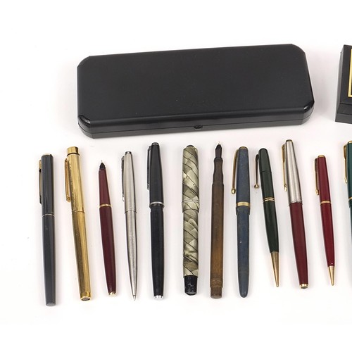 27 - Vintage and later pens, some with gold nibs including Parker, Watermans and Calibre