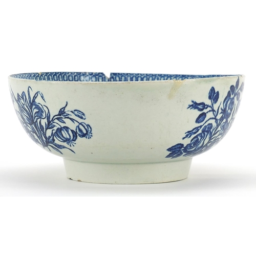 5 - Late 18th century Liverpool porcelain bowl printed with a ship, 21.5cm in diameter