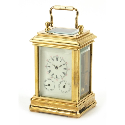 Brass cased perpetual miniature carriage clock, 7.5cm high