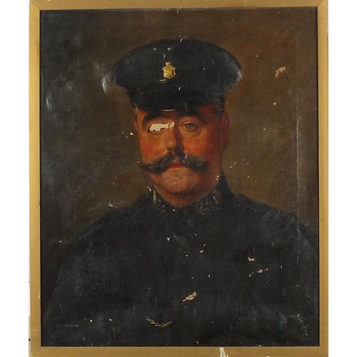 33 - William Edwin Pimm - Portrait of PC Percy Pullen, Sussex Constabulary, early 20th century oil on can... 