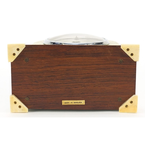 11 - Smiths Electric, Art Deco shagreen dome top mantle clock with ivory mounts and date dial, 18cm high