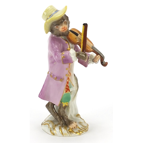 1 - Meissen, German porcelain figure of a monkey musician playing a violin, numbered 60006 to the base, ... 