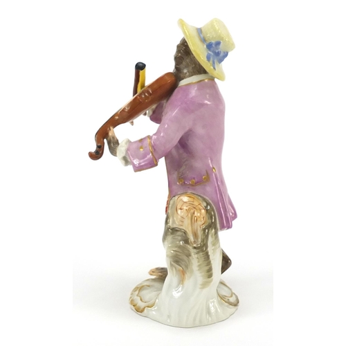 1 - Meissen, German porcelain figure of a monkey musician playing a violin, numbered 60006 to the base, ... 