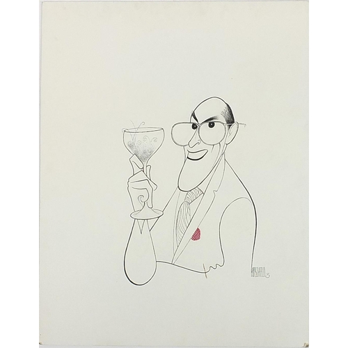 307 - Al Hirschfeld - Portrait of David Newman 2000, ink illustration on board together with book showing ... 