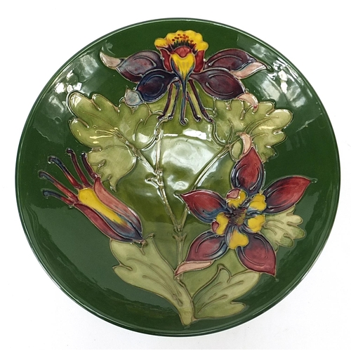 54 - Moorcroft pottery pedestal bowl hand painted with flowers, 18cm in diameter